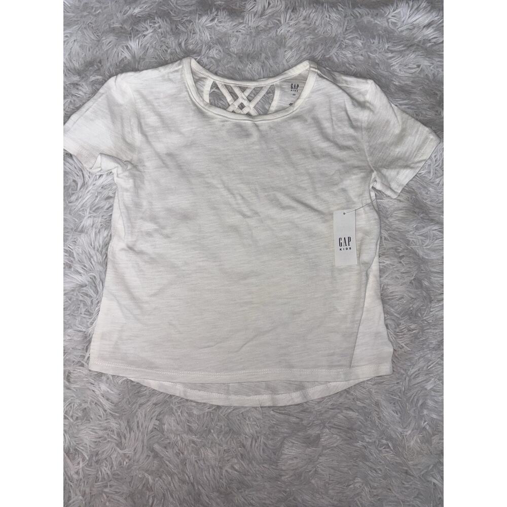 Gap Kids Girls 4/5 (XS) White/ Very Light Ivory Tee. Pretty. New W/tags